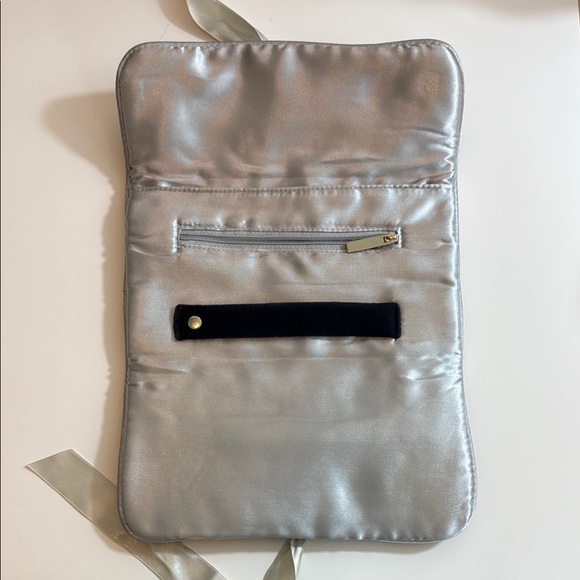 Guerlain Padded Dark Blue and Silver Travel Jewelry Pouch with Fold-Over Design - Picture 2 of 6